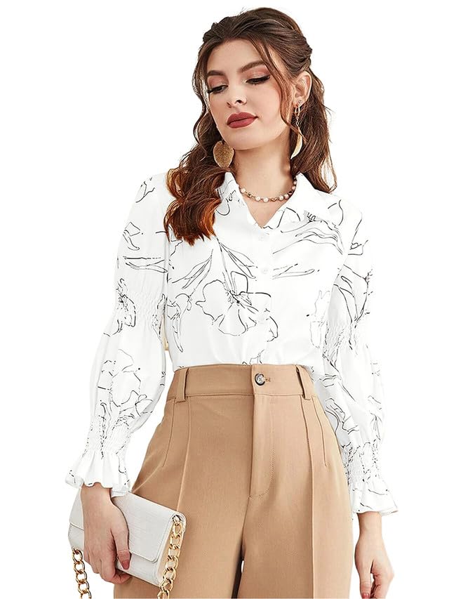 Selvia Women's Full Sleevees Digital Printed Crepe Casual Shirt