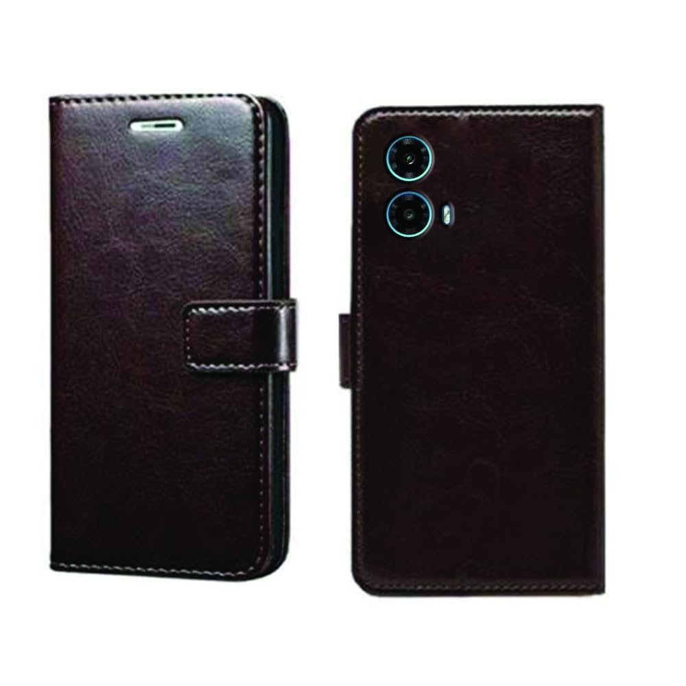 Solimo Faux Leather Motorola Moto G34 5G Flip Cover | Card Pockets Wallet & Stand | Flip Cover for Motorola Moto G34 5G (Coffee)
