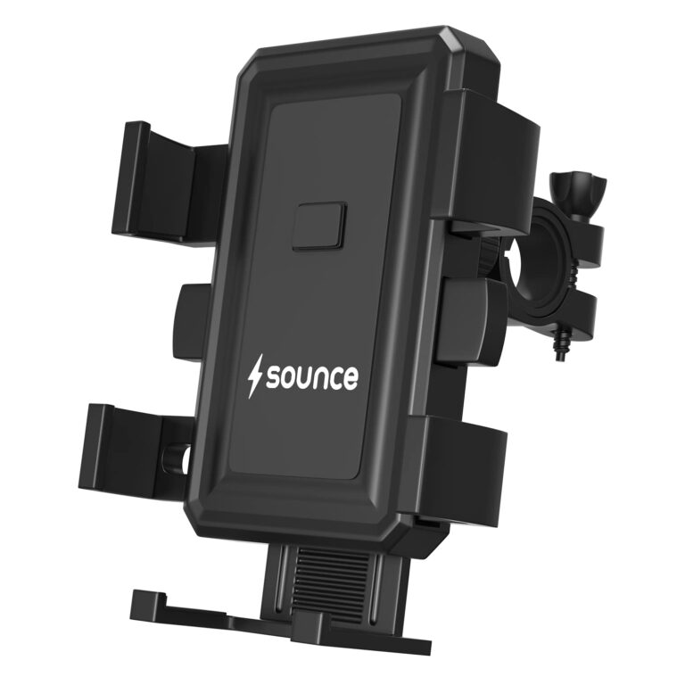 Sounce Mobile Holder for Bikes or Bike Mobile Holder for Maps and GPS Navigation, one Click Locking, Firm Gripping, Anti Shake and Stable Cradle Clamp with 360Β° Rotation Bicycle Phone Mount