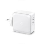 Spigen PE2007 70W GaN Dual Port Supoer Fast Wall Charger compatible with All C Type Mobile Phones and Devices iPhone15,iPhone14,iPhone13,iPhone12,Galaxy S24, S23 - White