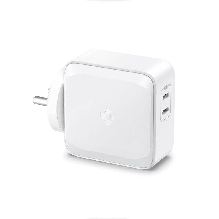 Spigen PE2007 70W GaN Dual Port Supoer Fast Wall Charger compatible with All C Type Mobile Phones and Devices iPhone15,iPhone14,iPhone13,iPhone12,Galaxy S24, S23 - White