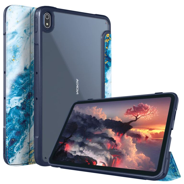 SwooK Slim Hybrid Case Shockproof Cover for Nokia T20 Tablet 10.36 Inch 2021 with Transparent Clear Back Shell. (Nokia T20, Sandy Wave)