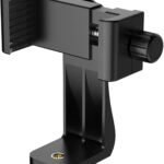 TECHONTO 360° Degree Cell Phone Holder with Adjustable Clamp Phone Tripod Mount Adapter Compatible with Smartphones & All Types of Tripods - Black