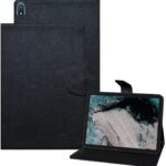 TGK Plain Design Leather Flip Case Cover for Nokia T20 10.36 inch Tablet Black