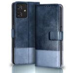 TheGiftKart Flip Back Cover Case for Motorola Moto G54 5G / G64 5G | Dual-Color Leather Finish | Inbuilt Stand & Pockets | Wallet Style Flip Back Case Cover for Motorola G54 5G / G64 5G (Blue & Sky)