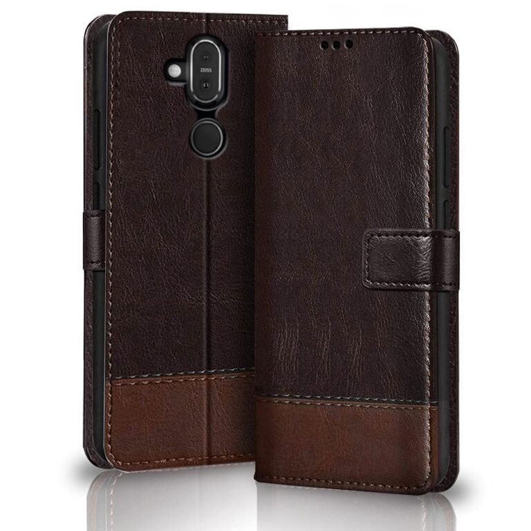 TheGiftKart Flip Back Cover Case for Nokia 8.1 | Dual-Color Leather Finish | Inbuilt Stand & Pockets | Wallet Style Flip Back Case Cover for Nokia 8.1 (Coffee & Brown)