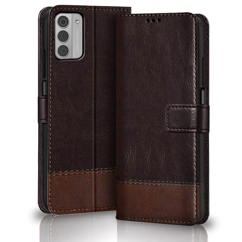 TheGiftKart Flip Back Cover Case for Nokia G42 5G | Dual-Color Leather Finish | Inbuilt Stand & Pockets | Wallet Style Flip Back Case Cover for Nokia G42 5G (Coffee & Brown)