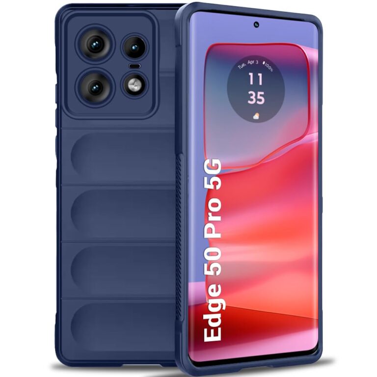 TheGiftKart Liquid Silicon Back Cover Case for Motorola Moto Edge 50 Pro 5G | ShockProof Military Grade Protection | Micro-Fibre Cloth On Inner Side | Built-in Anti-Slip Grip Back Cover (TPU, Blue)
