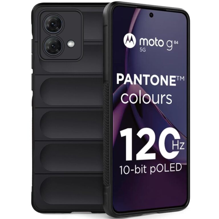 TheGiftKart Liquid Silicon Back Cover Case for Motorola Moto G84 5G | ShockProof Military Grade Protection | Micro-Fibre Cloth On Inner Side | Built-in Anti-Slip Grip Motorola G84 Back Cover (Black)