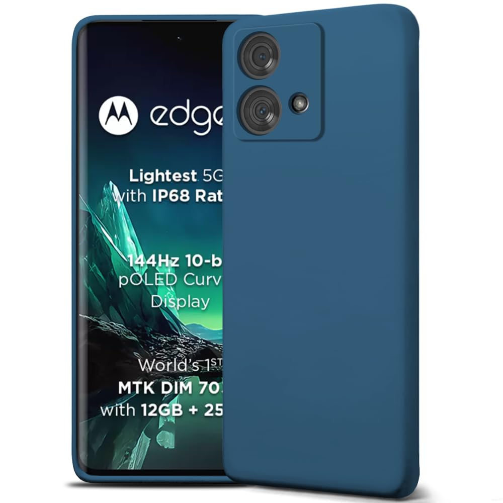 TheGiftKart Liquid Silicone Back Cover Case for Motorola Moto Edge 40 Neo 5G | Soft Micro-Fibre Lining Inside | Camera Protection Bump | Shockproof Back Cover for Moto Edge 40 Neo 5G (Silicone, Blue)