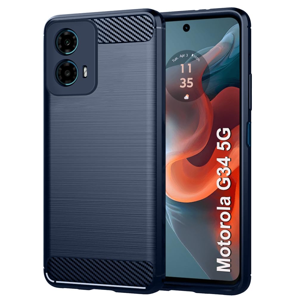 TheGiftKart Rugged ShockProof Back Cover Case for Motorola Moto G34 5G | Total Camera Protection | Anti-FingerPrint Finish | Stylish Design | 360 Degree Protection Back Cover for Moto G34 (TPU, Blue)