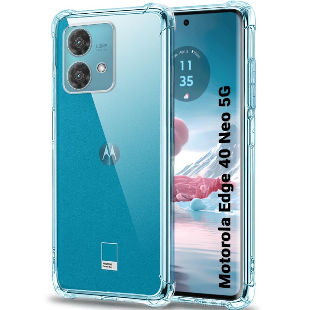 TheGiftKart ShockProof Back Cover Case for Motorola Moto Edge 40 Neo 5G | Raised Bumps for Camera & Screen Protection | Ultra Clear Soft Silicone Back Cover for Motorola Edge 40 Neo (Transparent)