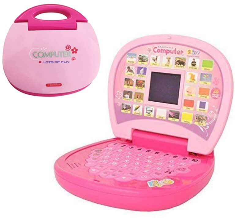 VGRASSP Educational Mini Laptop Computer for Kids Boys Girls - Learning Alphabet and Numbers with LED Display and Music - 16 x 14 cms - Colour As per Stock