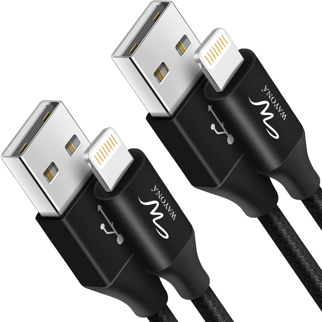 Wayona Nylon Braided (2 Pack) USB Syncing and Charging Cable sync and Charging Cable for Iphone, Ipad, (3 FT Pack of 2, Black)