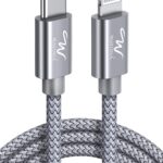 Wayona Type C to Lightning MFI Certified 20W Fast charging Nylon Braided USB C Cable for iPhone 14, 14 Pro, 14 Pro Max, 14 Plus, 13, 12, 12 Pro, 11, 11 Pro Max iPhone 12 Mini, X, 8 (2M, Grey)