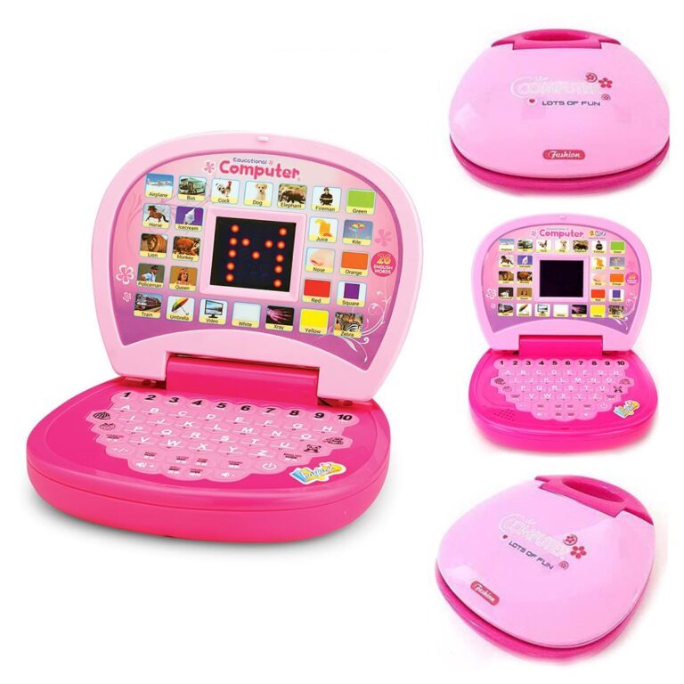 Wembley Laptop Toy for Kids 1 2 3-6 Years Baby Computer Toy Electronic Number Alphabet Charts for Kids Learning Educational Toy with Sound & Music BIS Approved - Pink