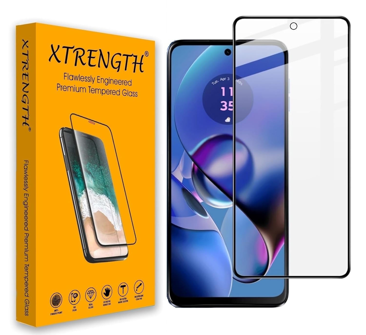 XTRENGTH Advanced HD+ Tempered Glass Screen Protector Designed for Motorola G64 5G / Moto G64 (6.5") : Edge-to-Edge Full Screen Coverage with Easy Installation Kit (Anti-Scratch)