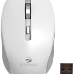 ZEBRONICS ZEB-JAGUAR Wireless Mouse, 2.4GHz with USB Nano Receiver, High Precision Optical Tracking, 4 Buttons, Plug & Play, Ambidextrous, for PC/Mac/Laptop (White+Grey)