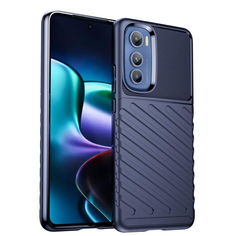amazon basics Basic Case for Motorola Edge 30 5G (Carbon Fiber_Blue)
