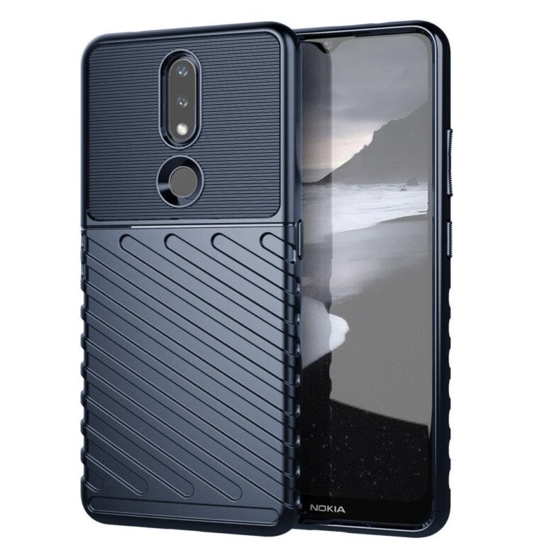 amazon basics Basic Case for Nokia 2.4 4G (Carbon Fiber_Blue)