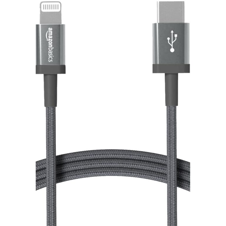 amazon basics Nylon Braided Usb C To Lightning Apple (Mfi) Certified Iphone Charger Cable (Dark Grey), 1.2M| Fast Charging, With Data Sync