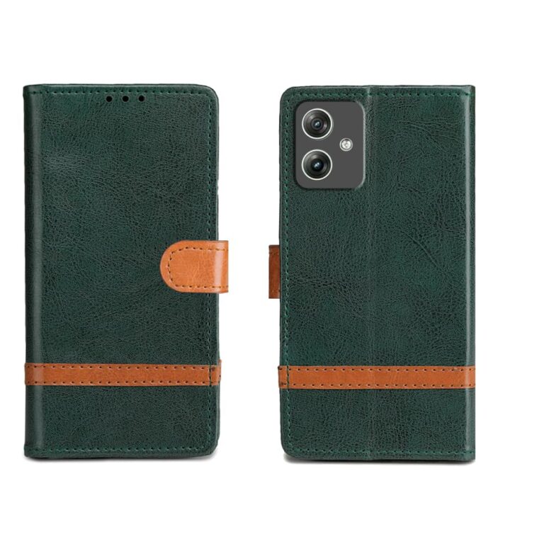 Inktree Motorola Moto G64 5G Flip Cover | Premium Leather Finish Flip Cover |Complete Protection Flip Cover for Motorola Moto G64 5G - Green Stripe