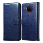 Amazon Brand - Solimo Flip Leather Mobile Cover (Soft & Flexible Back case) for Nokia 5.4 (Blue)
