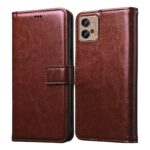 Casotec Flip Cover for Motorola Moto G32 4G | Premium Leather Finish | Inbuilt Pockets & Stand | Flip Case for Motorola Moto G32 4G (Brown)