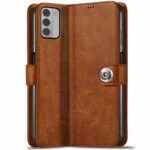 TheGiftKart Genuine Leather Finish Flip Back Cover Case for Nokia G42 5G | Inbuilt Pockets & Stand | Wallet Style | Designer Button Magnet Flip Cover Back Case for Nokia G42 5G (Brown)