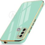 AESTMO Thermoplastic Polyurethane Back Case Cover For Motorola Moto G60, Moto G40 Fusion Back Cover, Gold Electroplating Chrome, Raised Edges, Super Soft-Touch, Bumper Back Case (Gold & Mint Green)