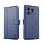 AIBEX ® Motorola Edge 50 Pro 5G Flip Cover Leather Finish | Inside TPU with Card Pockets | Wallet Stand | Complete Protection Flip Case Blue