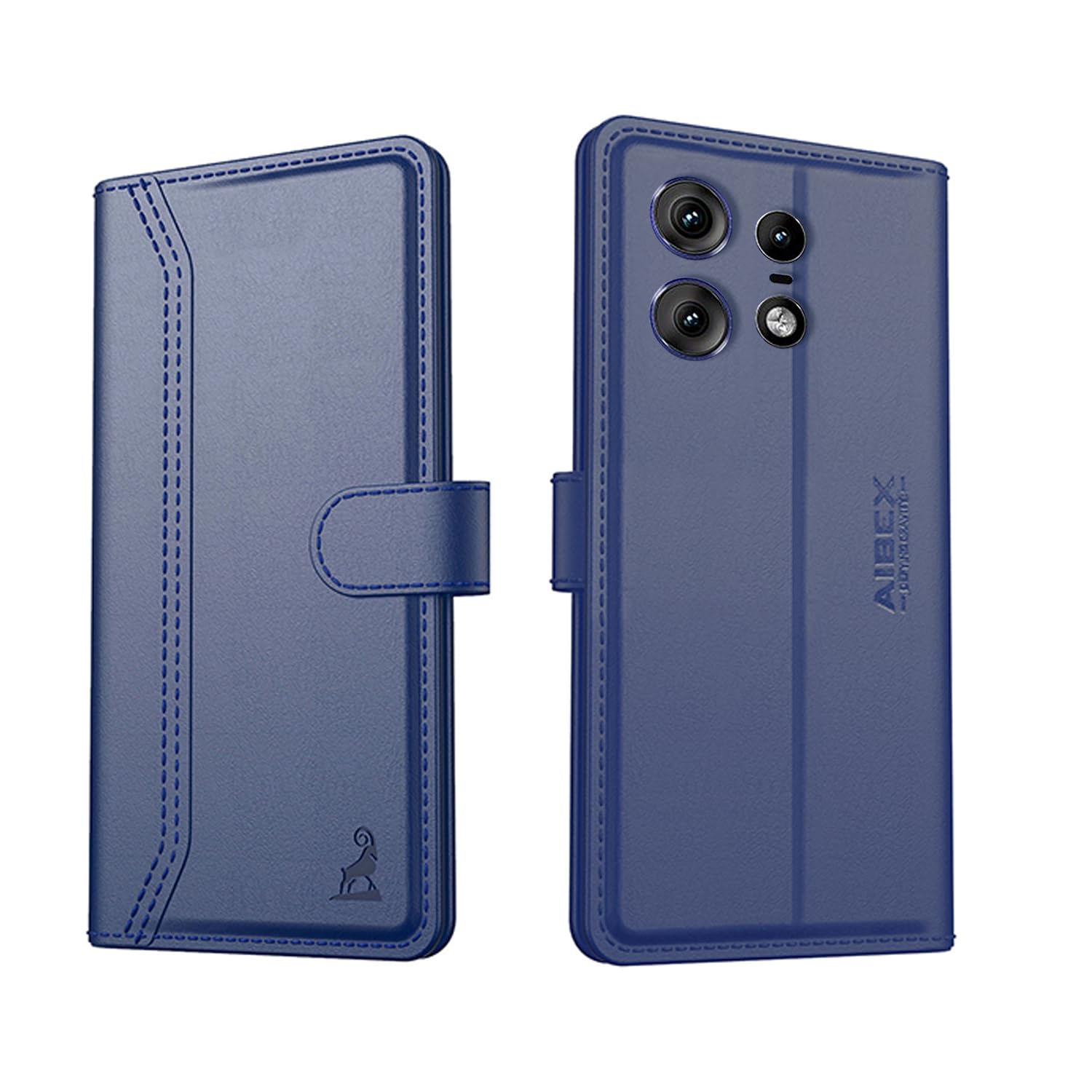 AIBEX ® Motorola Edge 50 Pro 5G Flip Cover Leather Finish | Inside TPU with Card Pockets | Wallet Stand | Complete Protection Flip Case Blue