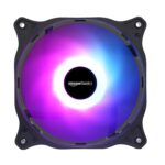 Amazon Basics Computer Case Fan, ARGB, Hybro bearing, 1200 RPM, 48 CFM Airflow, Silent Cooling, 6-Pin Molex, EVA Padding, Black