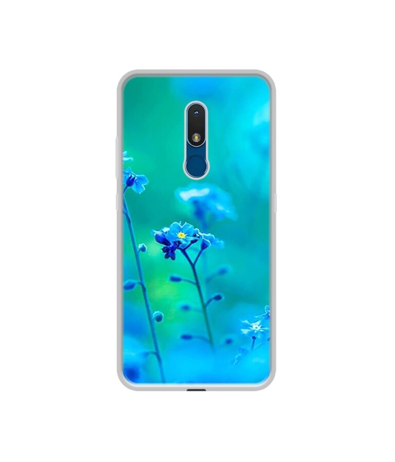 Amazon Brand - Solimo Designer Blue Flower UV Printed Soft Back Case Mobile Cover for Nokia C3