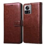 Amazon Brand- Solimo Flip for Motorola Edge 30 Ultra 5G (Leather_Brown)