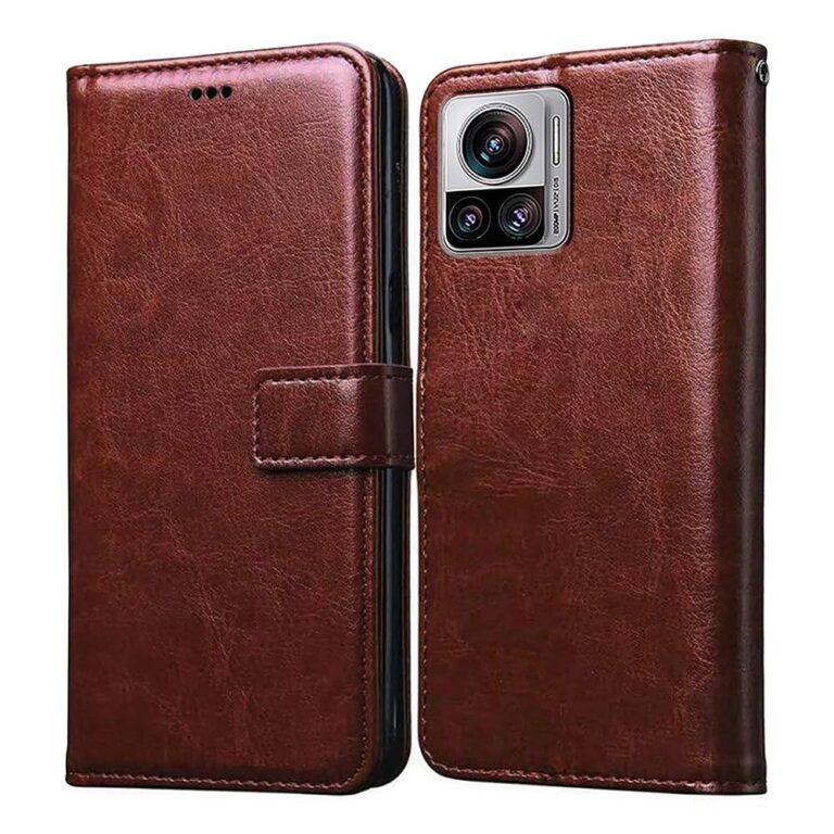 Amazon Brand- Solimo Flip for Motorola Edge 30 Ultra 5G (Leather_Brown)