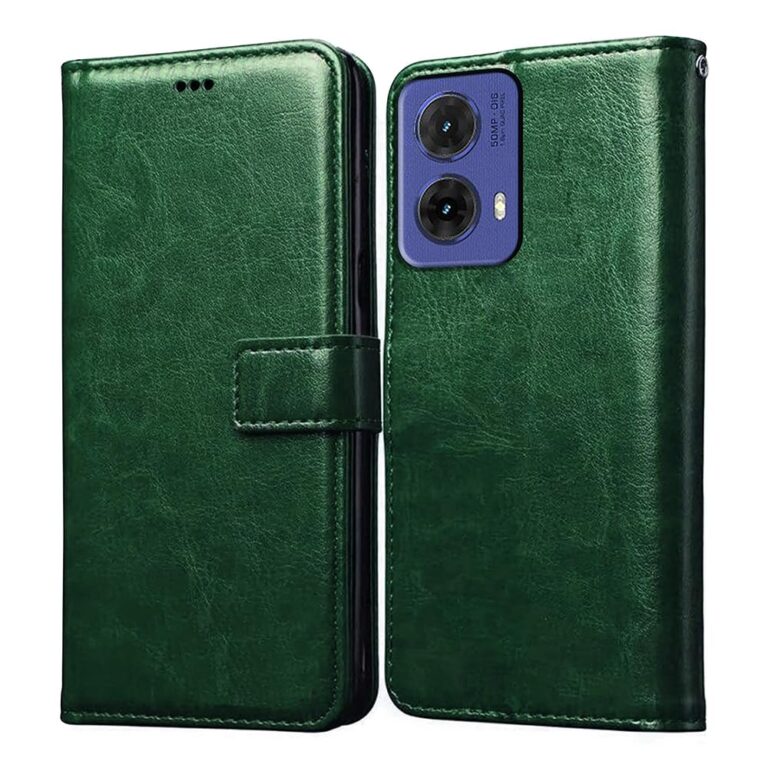 Amazon Brand- Solimo Flip for Motorola Moto G85 5G (Leather_Green)
