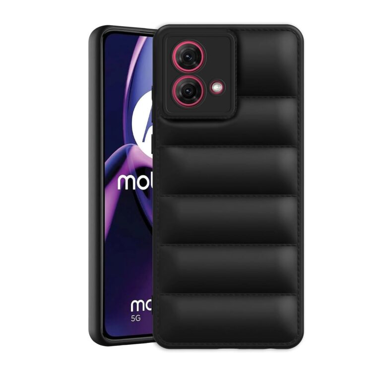 Amazon Brand - Solimo Puffer Case Camera Protection Soft Back Cover for Motorola Moto G84 5G - Black