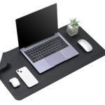 Aropana Vegan Leather Desk Mat, Mouse Pad Large, Computer Table Mat, Reversible Extended Laptop Pad for Desk, Dual Side Waterproof Edge-Stitched (31.5"x 15.7"inch, Black/Black)
