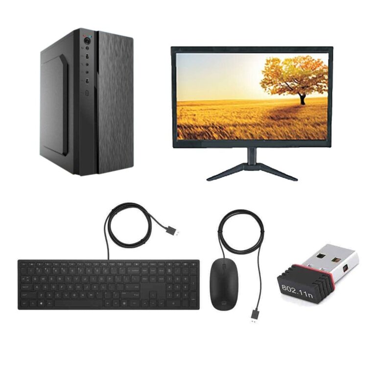 ENTWINO Desktop Computer C2D,500Gb Hdd,4Gb Ram,15.1 Inch Led Windows 7&Ms Office Installed Trial Version Assembled Computer For Online Class&Office Work,Intel,Black
