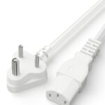 FEDUS Power Cord 1.8M Replacement Power Cable, India Plug IEC Computer Mains Power Cable Cord for Desktop 3 pin Power Cable for PC, Power Cable for Monitor SMPS and Printer, Power Supply, TV, White
