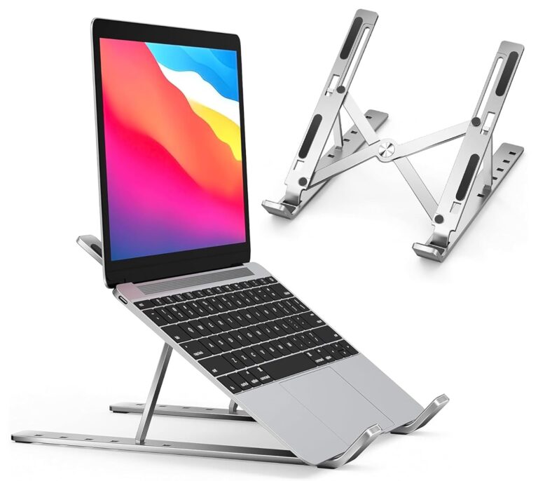 GLUN® Metal Notebook and Laptop Stand for Table, Ergonomic Laptop Stand, Laptop Riser and Tablet Stand for Desk, Laptop Elevator Holder Compatible with MacBook, Laptop and Tablet