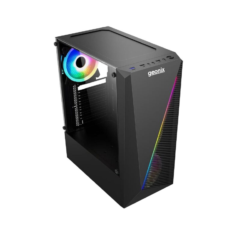 Geonix X10 ATX Gaming Cabinet/Computer Case with 3 RGB Fans, 2 USB 2.0 Slots, 2 HDD Slots, USB 3.0 Slot, SSD Slot, 7 Expansion PCI Sockets (Black)