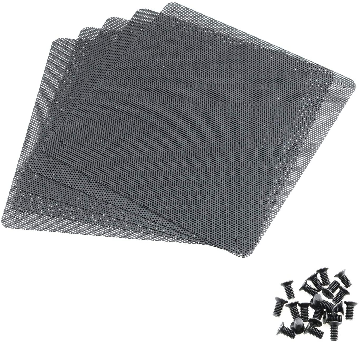 HASTHIP® 5pcs 14cm PC Fan Dust Filter Black Square PC Computer Mesh Dustproof Case Cover PC Dust Filter Fan Dust Filter Cooler with 20 Screws (14cm)