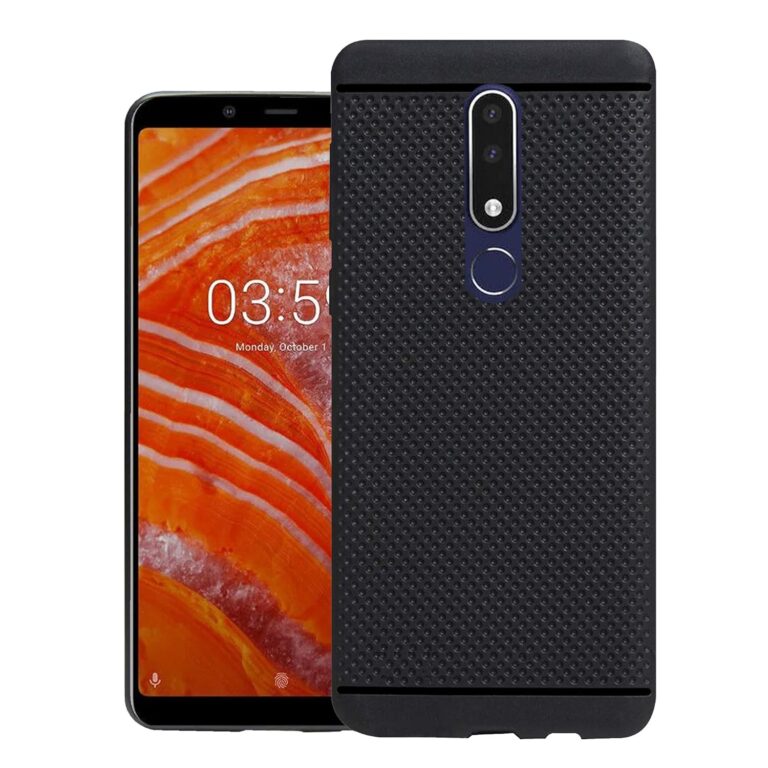 HELLO ZONE Exclusive Dotted Matte Finish Soft Rubberised Back Case Cover for Nokia 3.1 Plus - Black