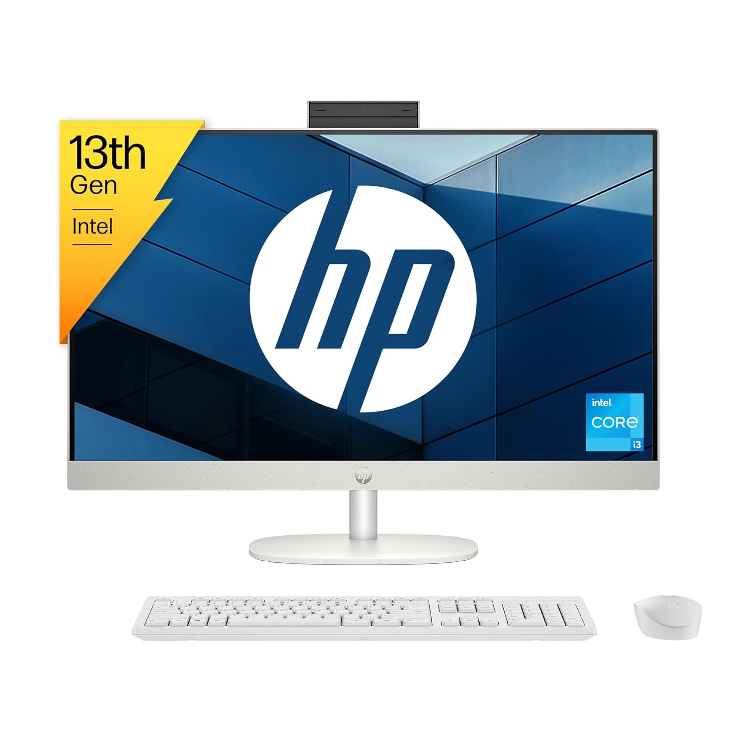 HP All-in-One 27, 13th Gen Intel Core i3-1315U, 27inch(68.6 cm) FHD,IPS, three-sided micro-Edge,8 GB DDR4, 512GB SSD, Wireless Keyboard and Mouse Combo, Win 11 Home, 6.42kg,27-cr0345in