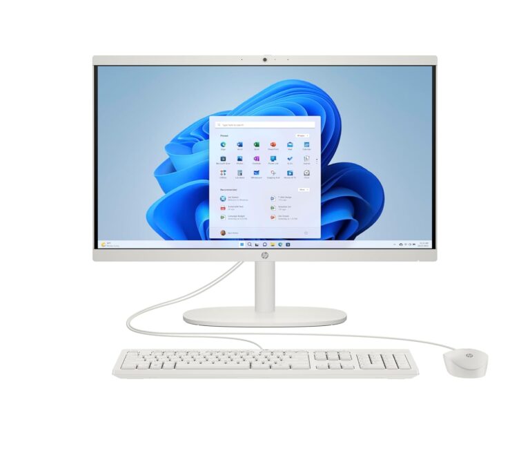 HP All-in-One Desktop,Intel® Celeron -N100,21.45 inch(54.5cm),FHD,Anti-Glare,8 GB DDR5, 512GB SSD,Dual 2W Speakers,White Wired Keyboard and Mouse Combo,White, Windows 11, 4.17kg,22-dg0153in