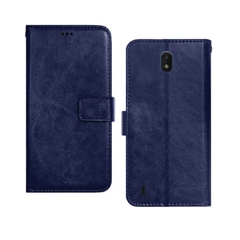 Inktree Nokia C01 Plus Flip Case | Premium Leather Finish Flip Cover | with Card Pockets | Wallet Stand |Complete Protection Flip Cover for Nokia C01 Plus - Blue