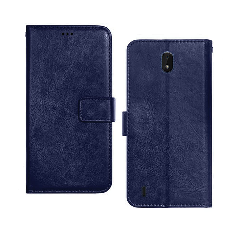 Inktree Nokia C01 Plus Flip Case | Premium Leather Finish Flip Cover | with Card Pockets | Wallet Stand |Complete Protection Flip Cover for Nokia C01 Plus - Blue
