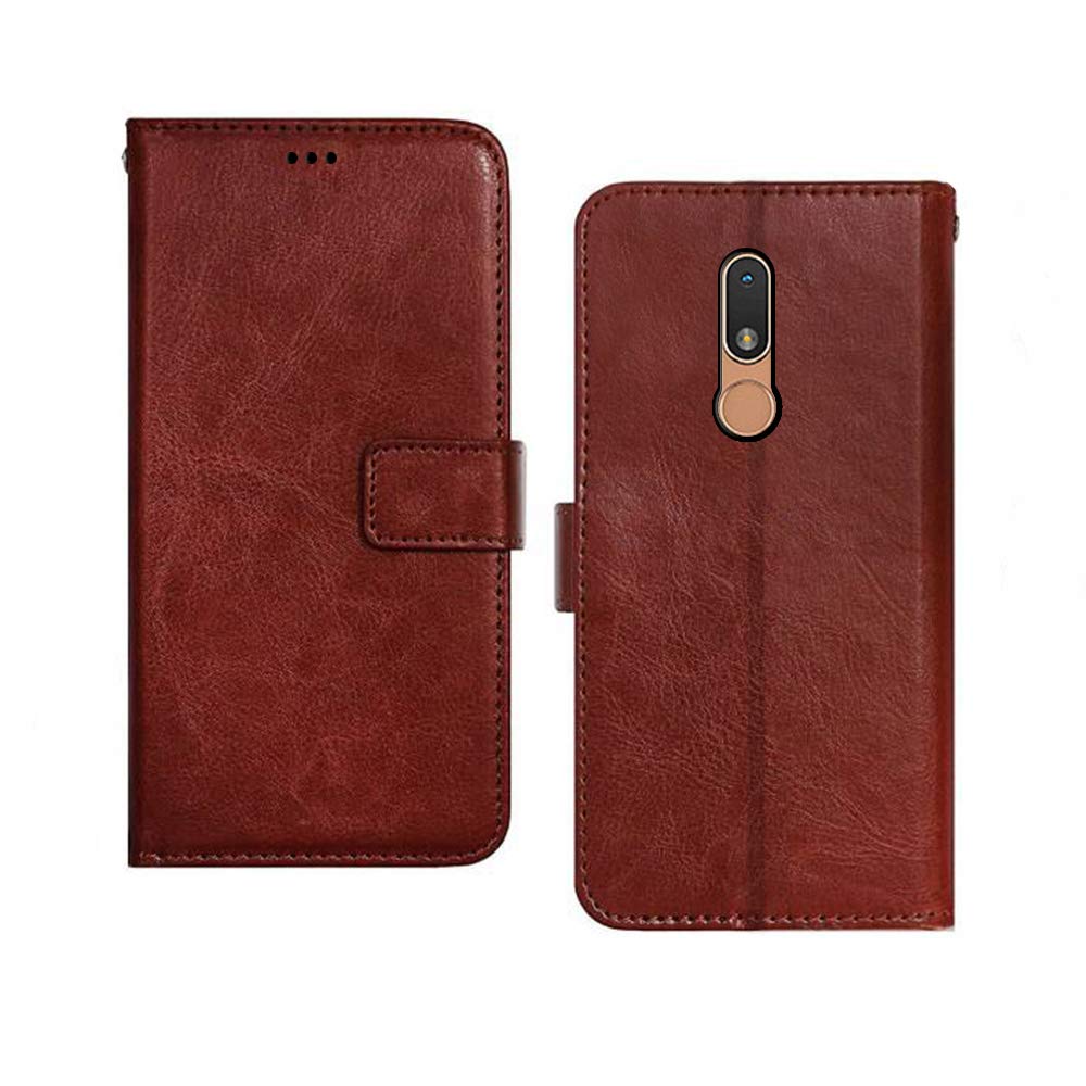 Inktree® Nokia C3 Flip Case | Premium Leather Finish | with Card Pockets | Wallet Stand |Complete Protection Flip Cover for Nokia C3 - Brown